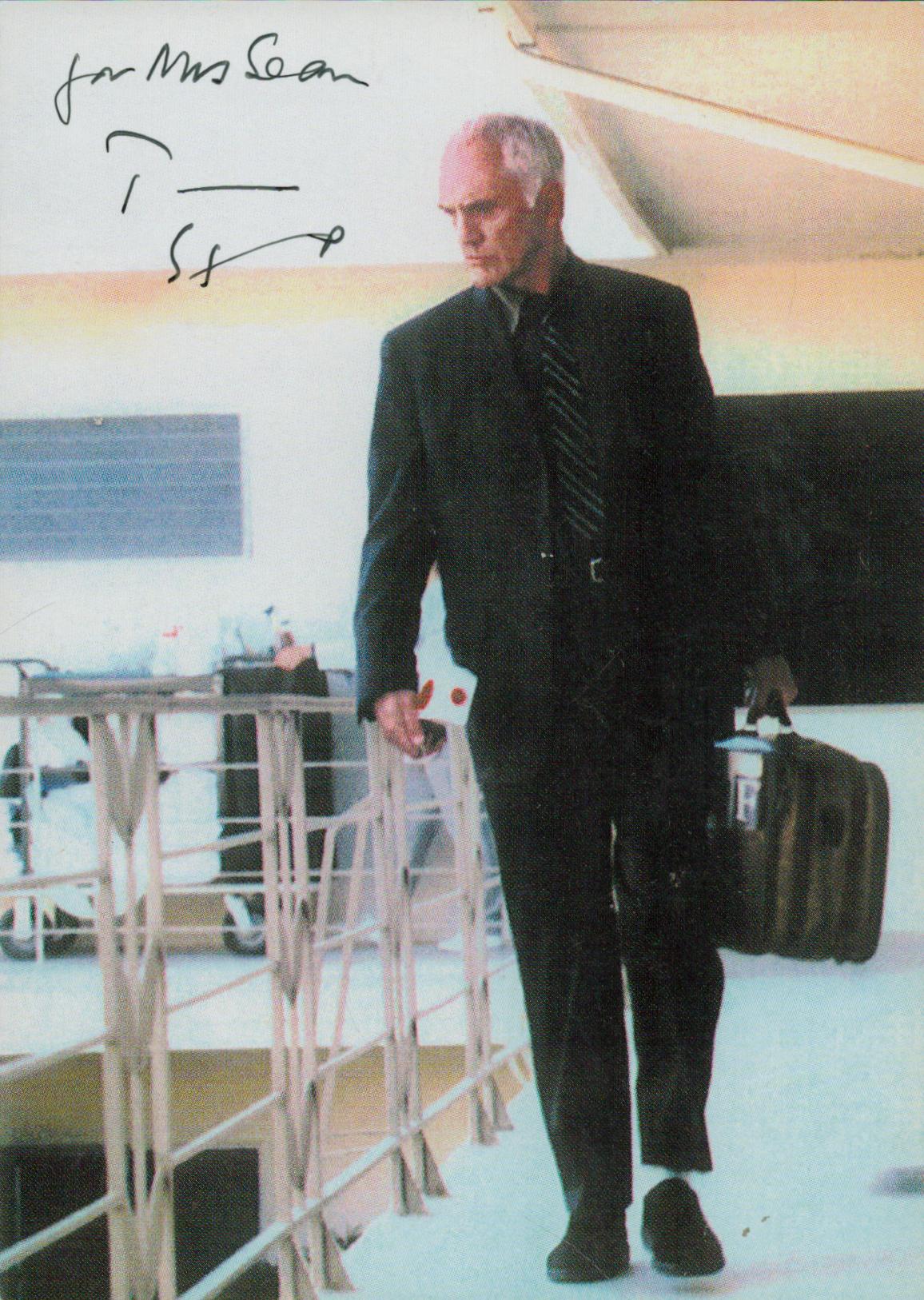 Terence Stamp signed 6x4 inch colour photo dedicated. Good Condition Est