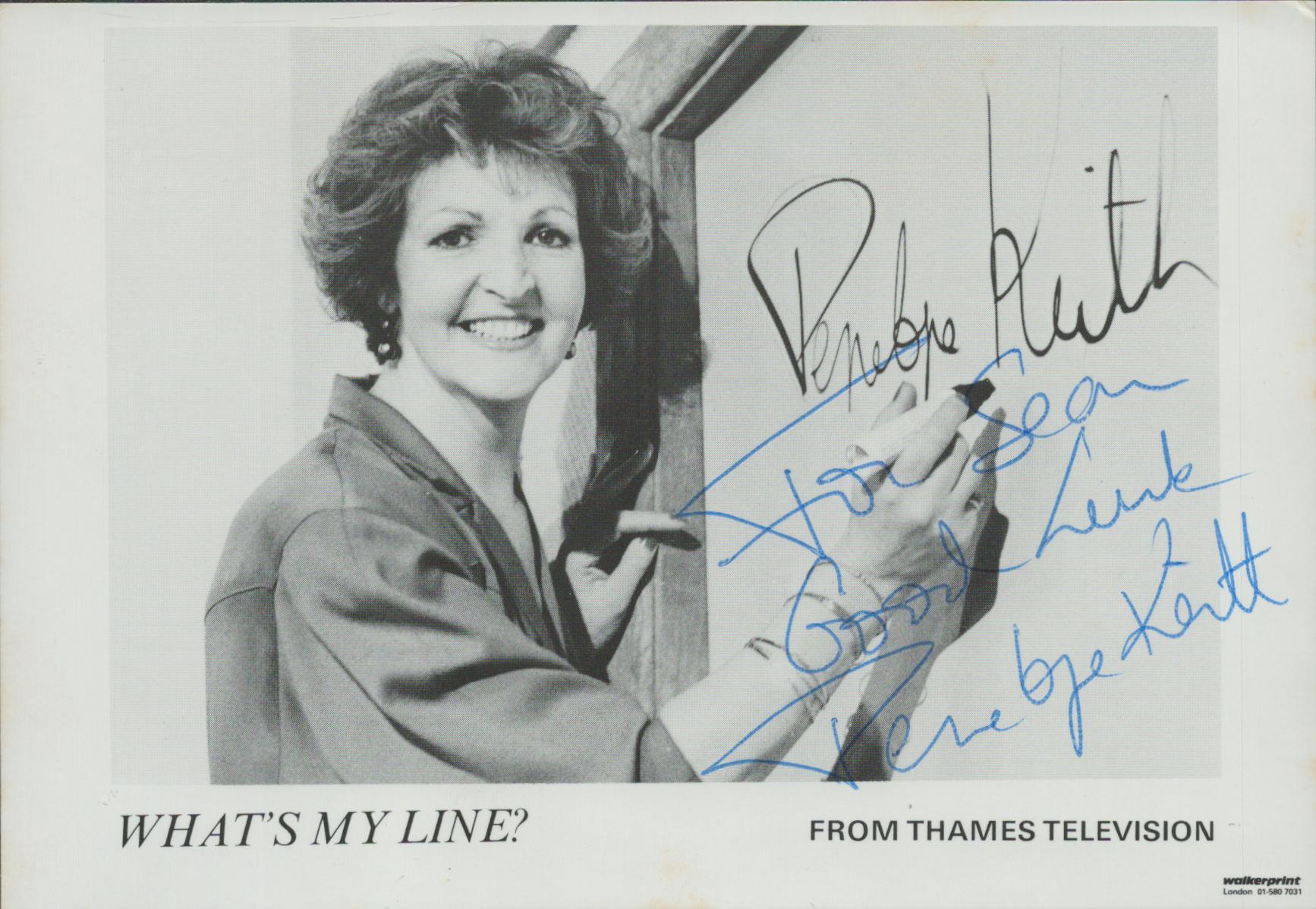 Penelope Keith signed 6x4 inch Whats My Line black and white promo photo dedicated. Good Condition