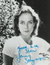 Jenny Seagrove signed 8x6 inch black and white photo dedicated. Good Condition Est