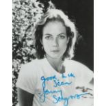 Jenny Seagrove signed 8x6 inch black and white photo dedicated. Good Condition Est