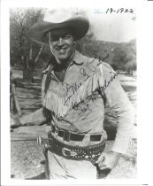 Guy Madison signed 10x8 inch black and white photo dedicated. Good Condition Est