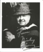 Mickey Rooney signed 10x8 inch black and white photo dedicated. Good Condition Est