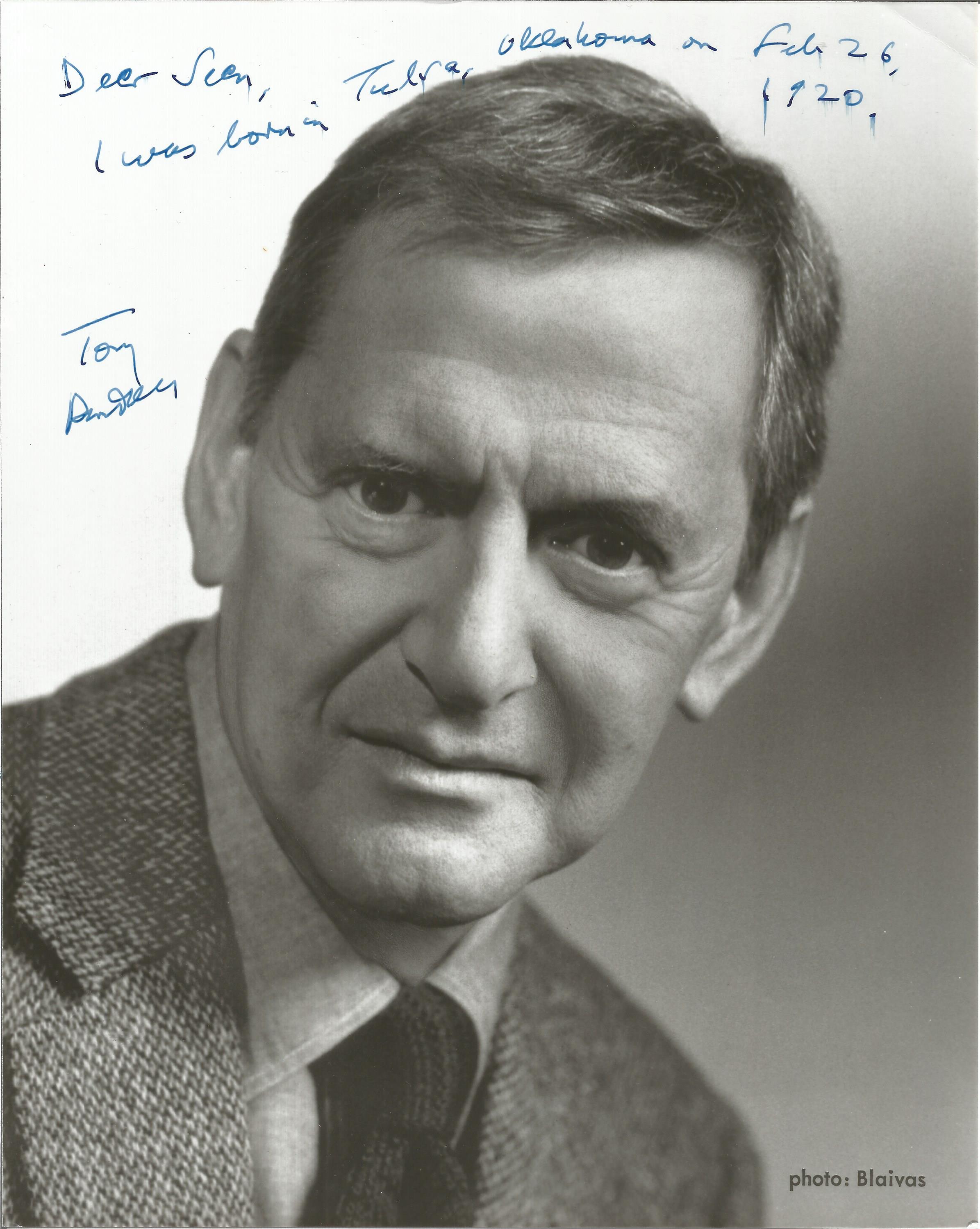 Tony Randall signed 10x8 inch vintage black and white photo dedicated. Good Condition Est