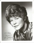 Anne Jackson signed 10x8 inch black and white photo dedicated. Good Condition Est