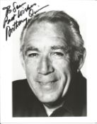 Anthony Quinn signed 12x8 inch black and white photo dedicated. Good Condition Est