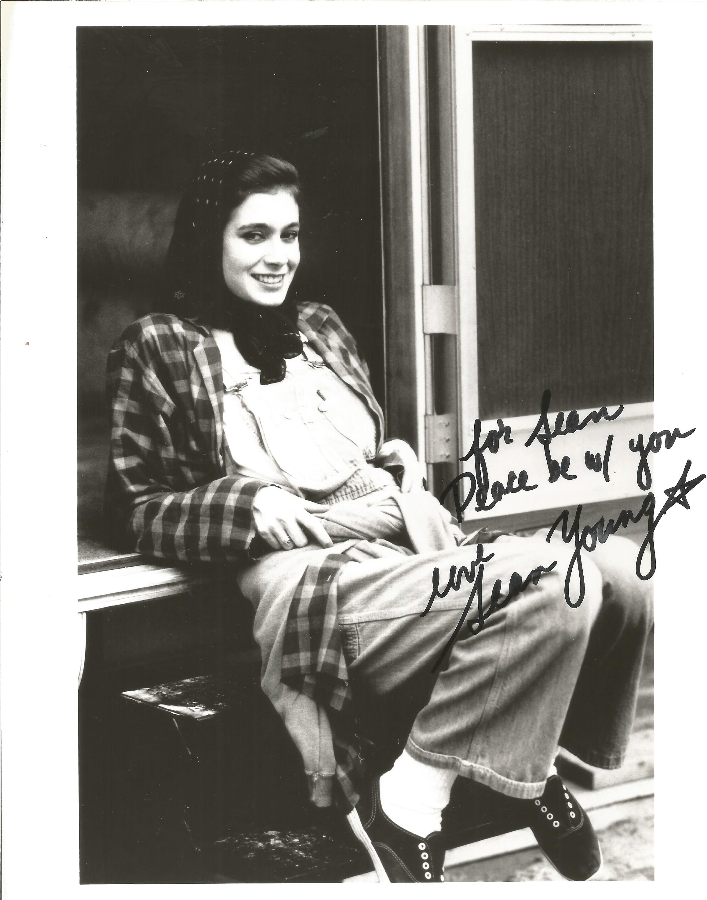Sean Young signed 10x8 inch black and white photo dedicated. Good Condition Est
