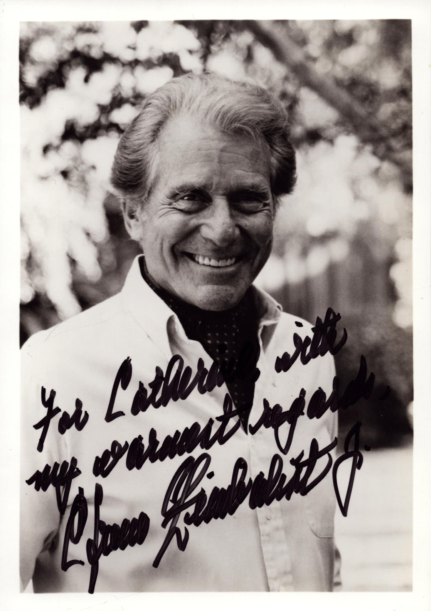Efrem Zimbalist Jr. signed 7x5 inch black and white photo. DEDICATED. Good Condition Est.