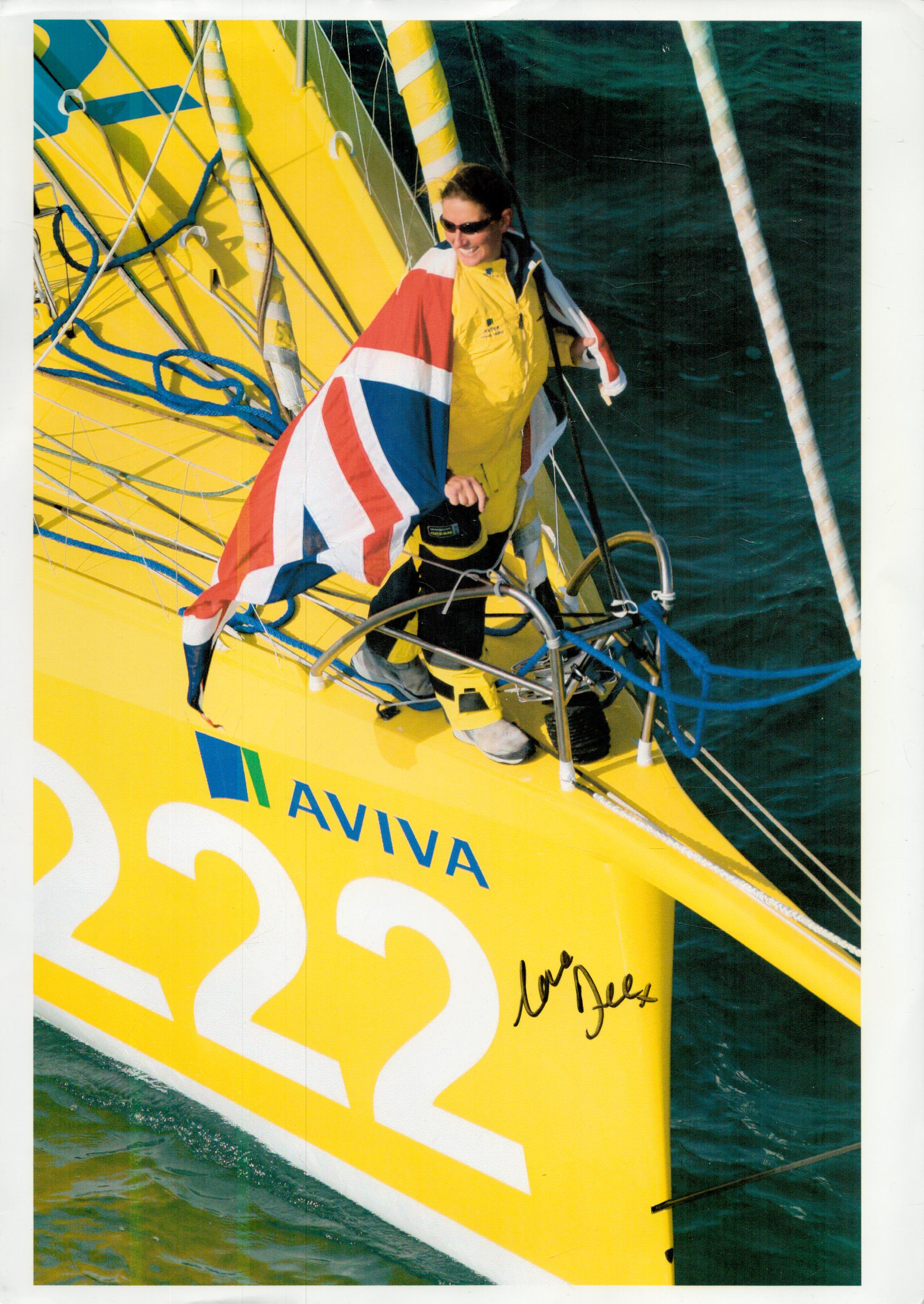 Dee Caffari signed colour photo 8.25x11.75 Inch. Is a British sailor, and in 2006 became the first