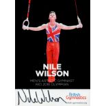 Nile Wilson signed promo colour photo 6x4 Inch. Is a former British artistic gymnast. He won an