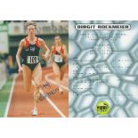 Birgit Rockmeier signed promo colour photo card Approx. 6x4 Inch. Is a former German sprinter who