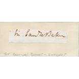 Sir Samuel Baker clipped signature. Explorer. Good Condition Est.