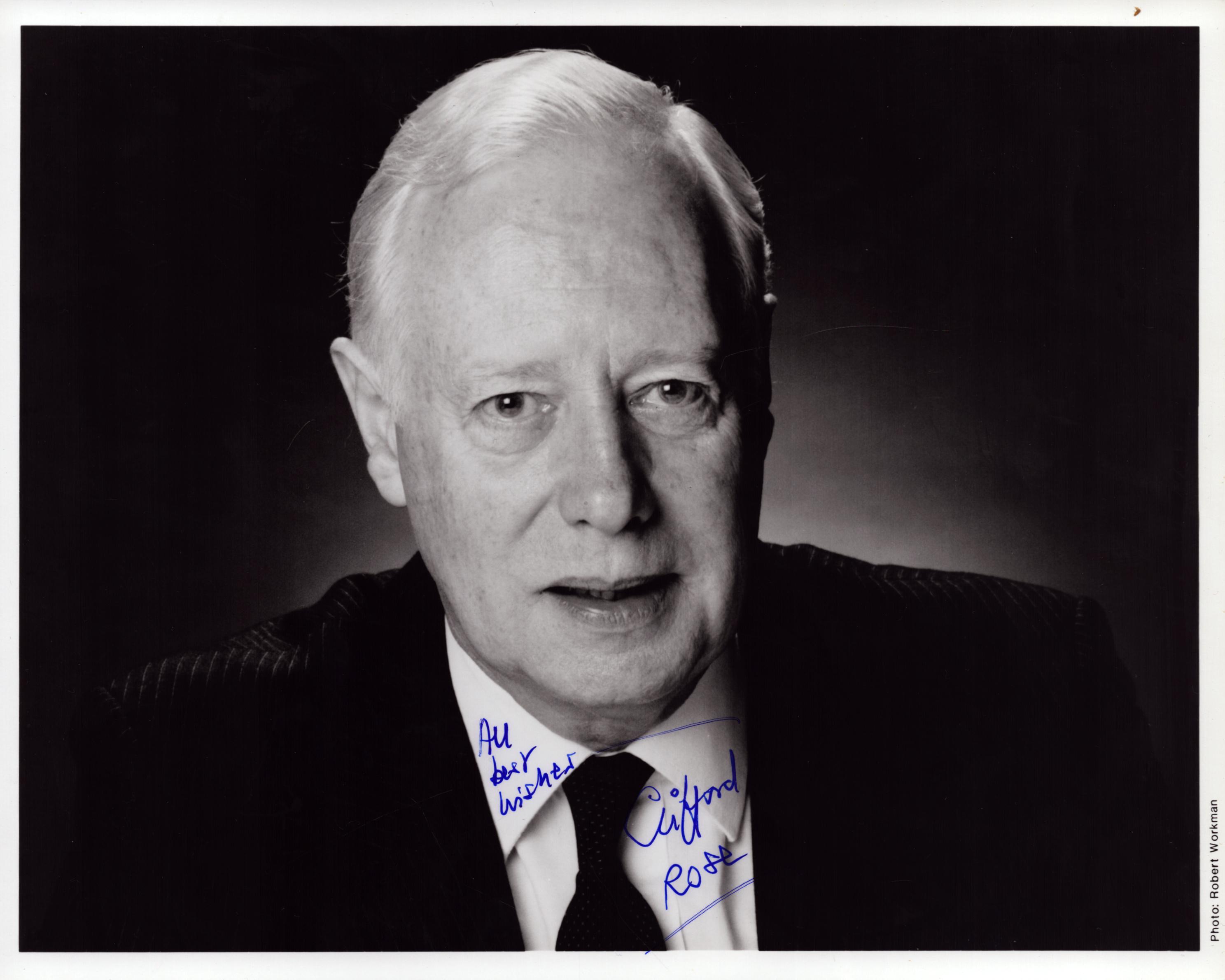 Clifford Rose signed 10x8 inch black and white photo. Good Condition Est.