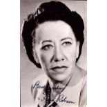 Flora Robson signed 5.5x3.5 inch approx vintage black and white photo. Good Condition Est.