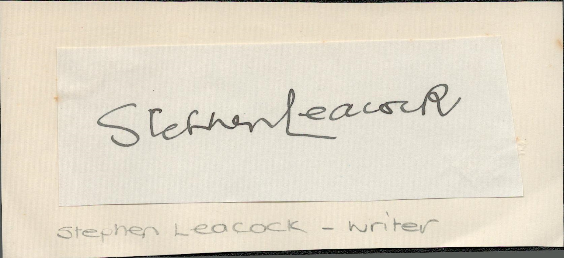 Stephen Leacock clipped signature. Political scientist writer. Good Condition Est.