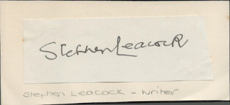 Stephen Leacock clipped signature. Political scientist writer. Good Condition Est.