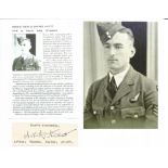 WW2 BOB fighter pilot Arthur Aslett 235 sqn signature piece with biography details fixed to A4 page.