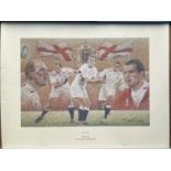 England Rugby Union World Cup Winners 2003 24x20 inch limited edition colour print signed in