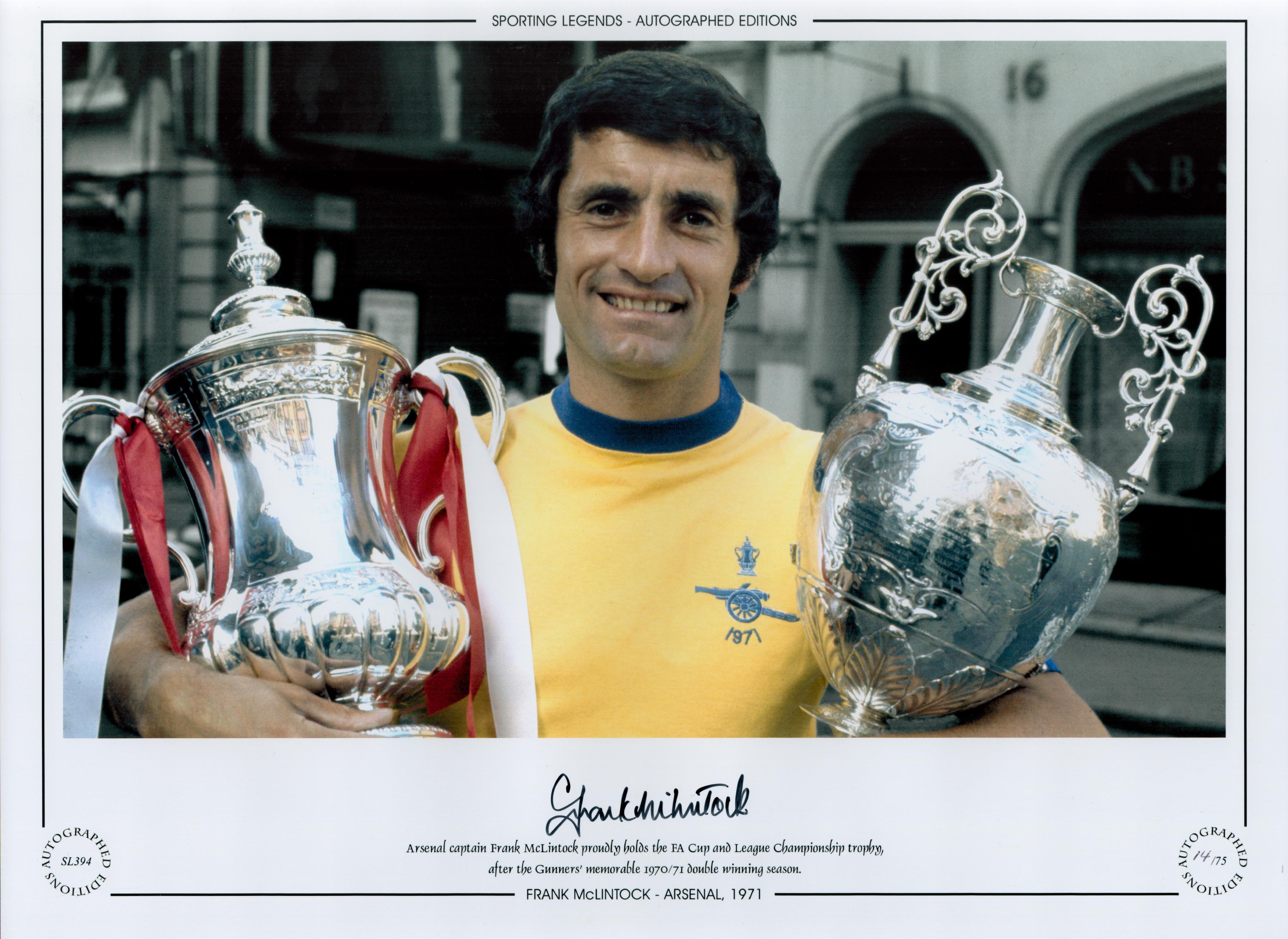 Frank McLintock Signed 16 x 12 Colourised Autograph Editions, Limited Edition Print.