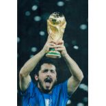 Football Gennaro Gattuso signed 12x8 inch colour photo pictured celebrating with the world cup on