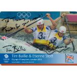 Tim Bailee and Etienne Sott British Olympic canoe gold medallists signed 8x6 inch colour promo photo