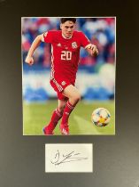 Football Dan James (Wales) Signed Signature Piece With Colour Photo. Mounted Professionally to an