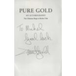 David Gold signed 9x6 inch loose book title page Pure Gold My autobiography dedicated.