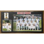 Cricket England 1981 27x14 inch multi signed signature piece 2 signed photos includes great names