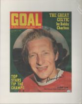 Denis Law signed 15x12 inch overall mounted colour magazine cover photo.