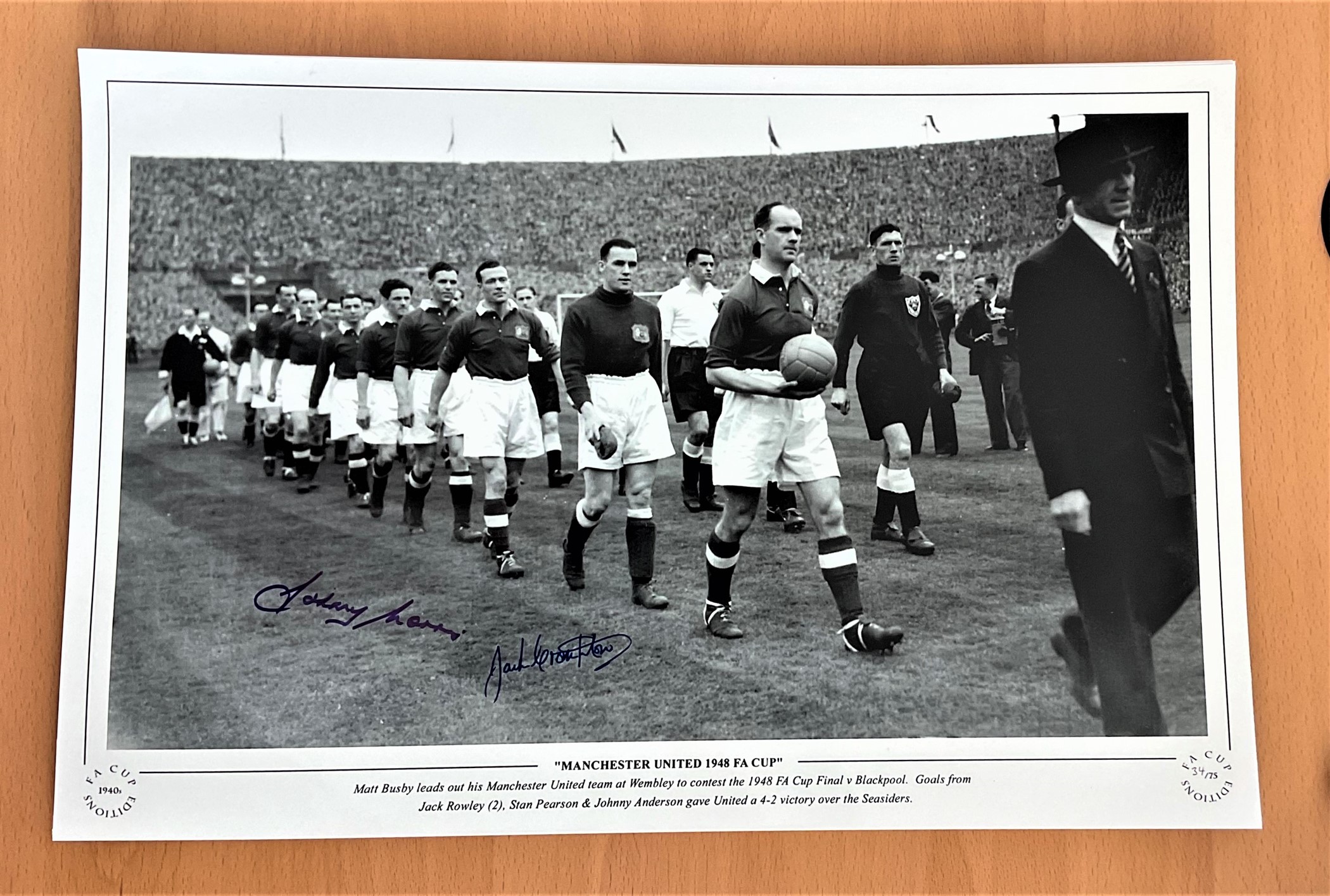 Football, Johnny Morris and Jack Crompton signed 12x18 black and white photograph picturing