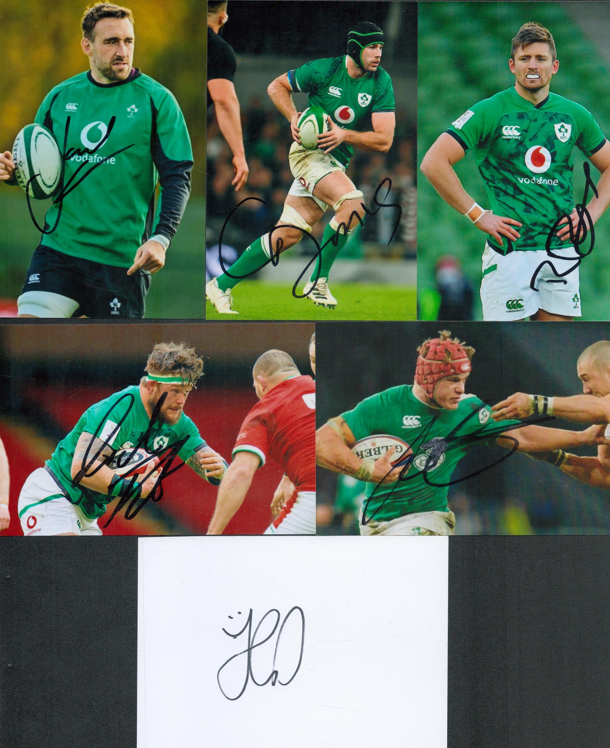 Ireland Rugby Union Collection includes assorted signed photo and white cards from great names