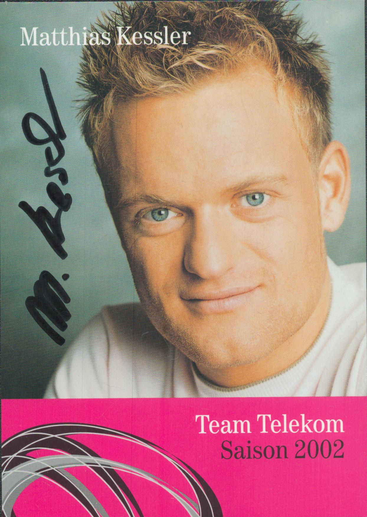 Matthias Kessler signed 6x4 inch Team Telekom cycling colour promo photo.