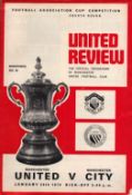 Football Manchester United v Manchester City vintage programme FA Cup Fourth round Old Trafford 24th