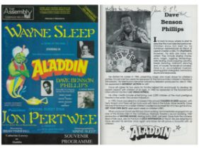 Dave Benson Phillips signed Souvenir Programme. The Assembly Hall Tunbridge Wells 'Aladdin'. Good