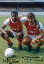 Football Autographed ARSENAL 12 x 8 Photo : Col, depicting Arsenal full-backs VIV ANDERSON and KENNY