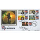 Multi signed Sir Christopher Lee, Roger Moore. FDC Benham. 50th Anniversary A Very British Hero.