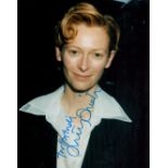 Tilda Swinton, a signed and dedicated 10x8 photo. A British actress who is known for her roles in