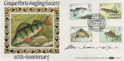 Alex Jardine signed FDC. Cinque. Ports. Angling. Society 60th Anniversary. Single postmarked 26th