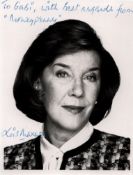 Lois Maxwell (1927-2007), actress. A signed and dedicated 5x4 inch photo. She portrayed Miss
