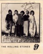 The Rolling Stones multi signed 10x8 inch promo photo. Signatures from all five members Ronnie Wood,