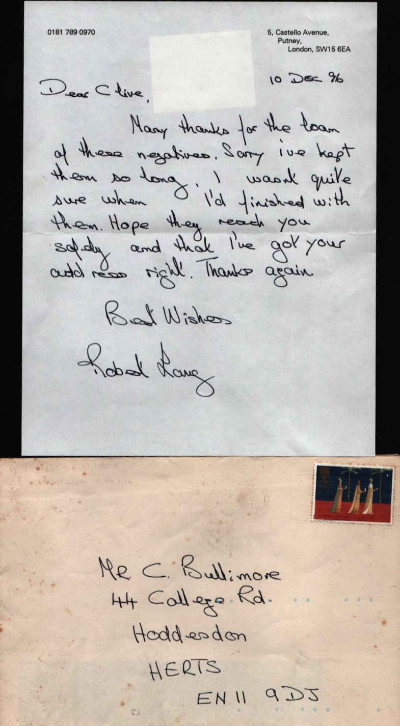 Robert Lang ALS dated 10/12/1996 with original envelope. Good Condition. All autographs come with