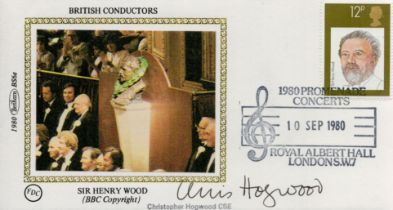 Christopher Hogwood CBE signed FDC. British Conductors Sir Henry Wood. Single postmarked 10th