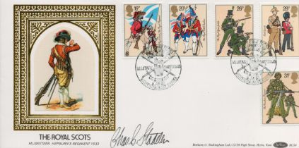 Charles Stadden signed FDC. The Royal Scots. Musketeer, Hepburn's Regiment 1633. Double postmarked