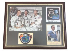 Don Eisele autopen, Wally Schirra, Walt Cunningham signed colour photo, Wally Schirra signature pie