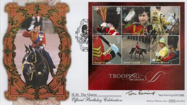 Tom Fleming signed FDC. H.M. The Queen Official Birthday Celebration. Trooping The Colour. Double