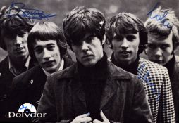 The Bee Gees multi signed 6x4 inch black and white promo photo. Signatures from all five members