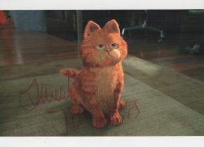 Jim Davis signed colour photo 'Garfield'. Is an American cartoonist, screenwriter, and producer.