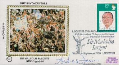 Andrew Davis CBE signed FDC. British Conductors Sir Malcolm Sargent. Single postmarked 10th