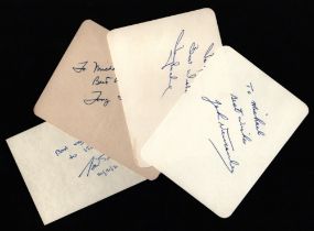 Tennis - Four signed cards 4.5x3.5 inches, one slightly smaller, all dedicated. They are: John