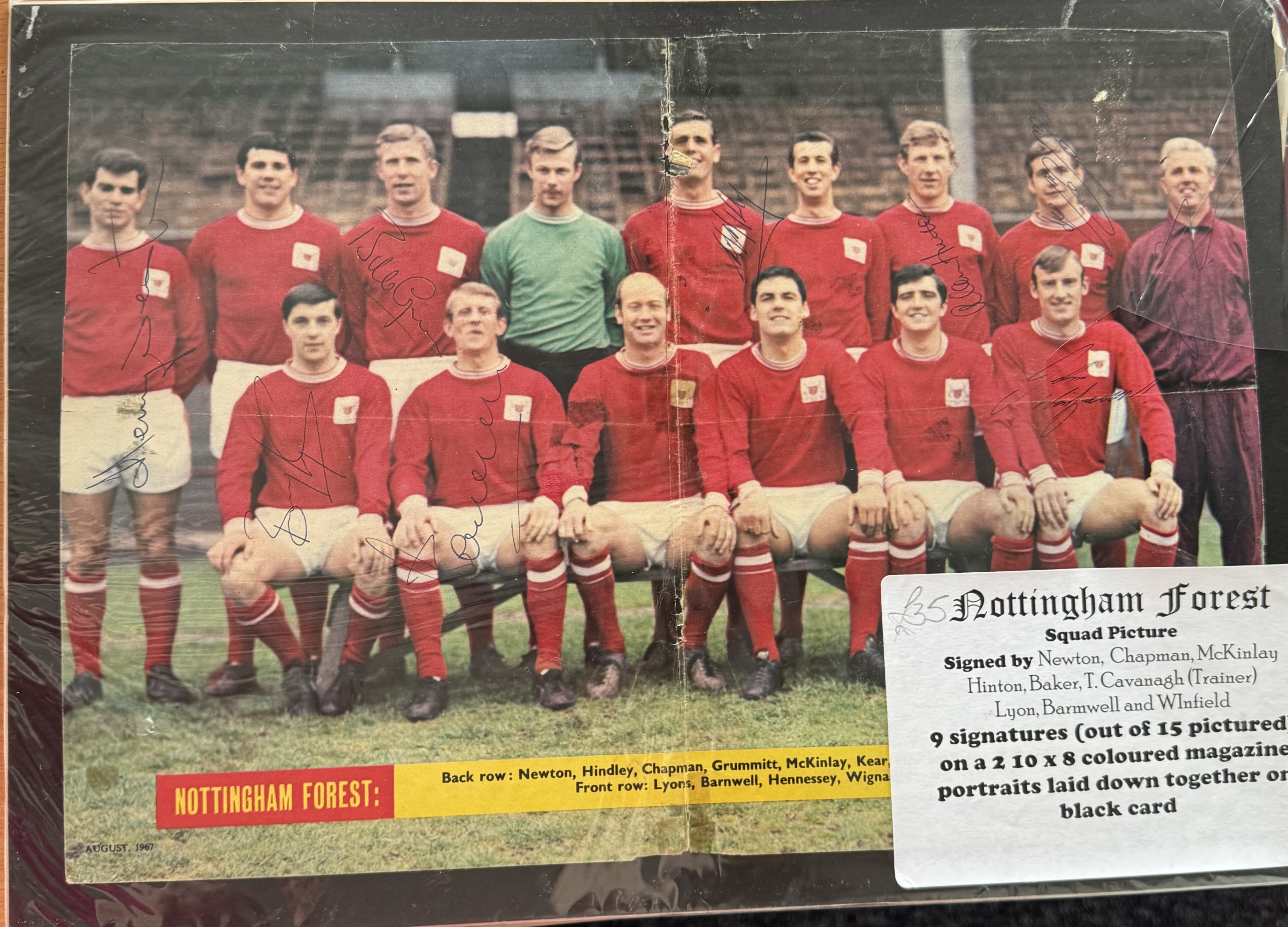 Nottingham Forest 1967 Squad Magazine Picture Signed By Henry Newton, Bill Chapman, Bob Mckinlay,
