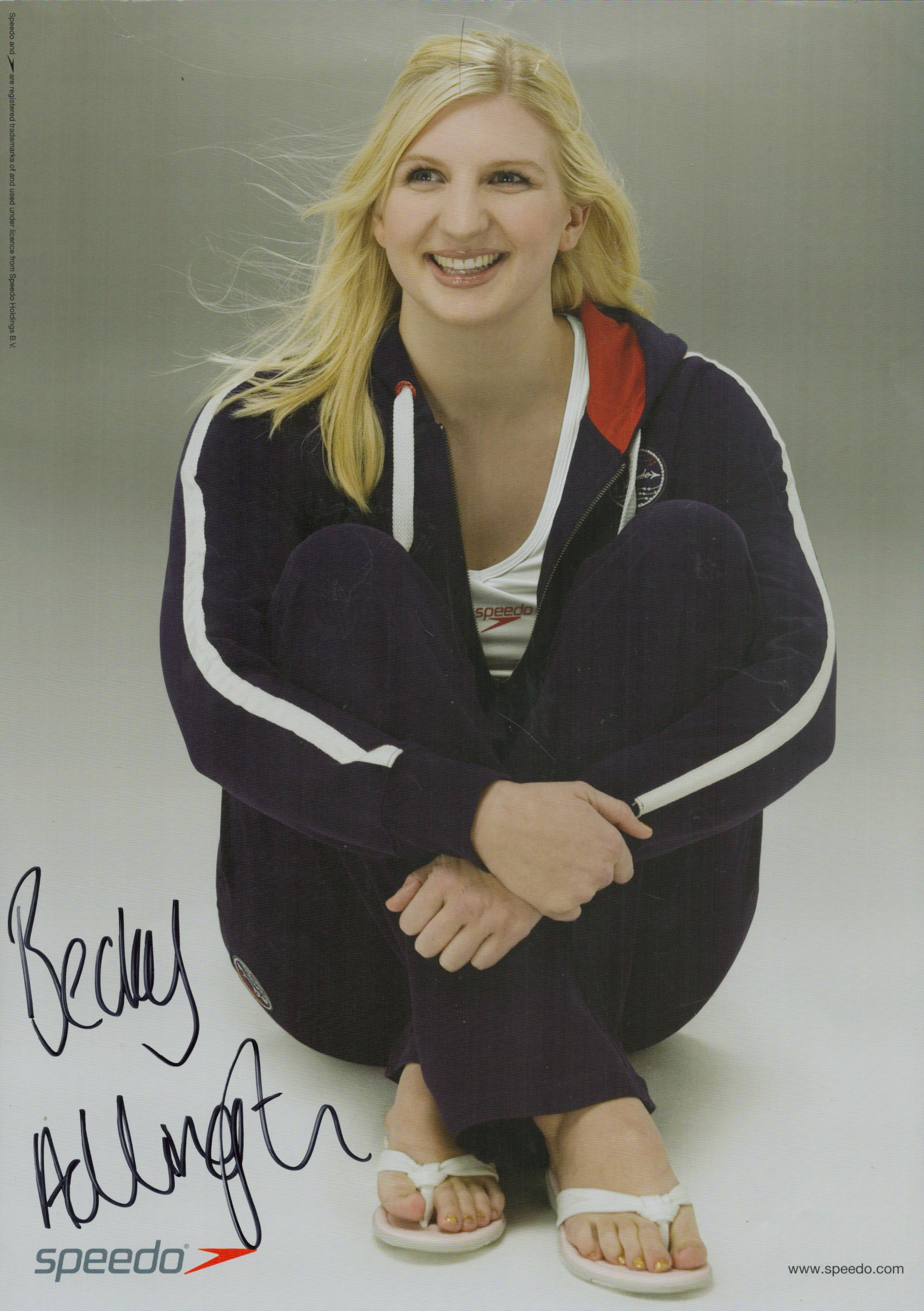 Rebecca Adlington, OBE signed Promo. Colour Photo 12x8 Inch. Is an English former competitive